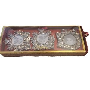 Gorham silver Plated photo ornaments let it snow with box